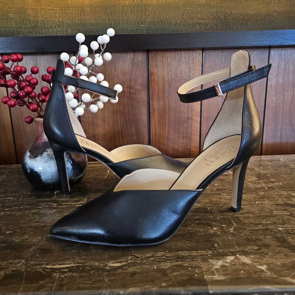 Franco Sarto Elegant Black Ankle Strap Heels